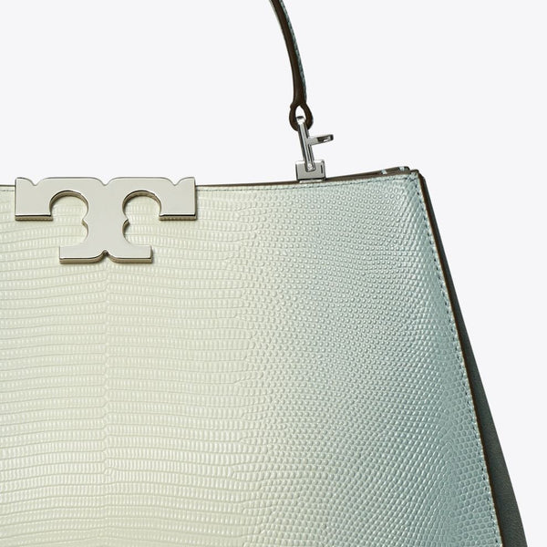 Tory Burch Eleanor Lizard Satchel in Blanc
