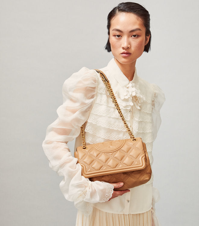 Tory Burch Fleming Soft Convertible Shoulder Bag in camel