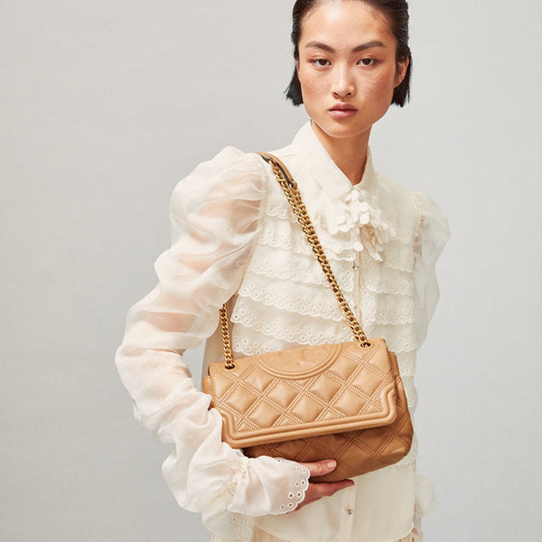Tory Burch Fleming Soft Convertible Shoulder Bag in camel