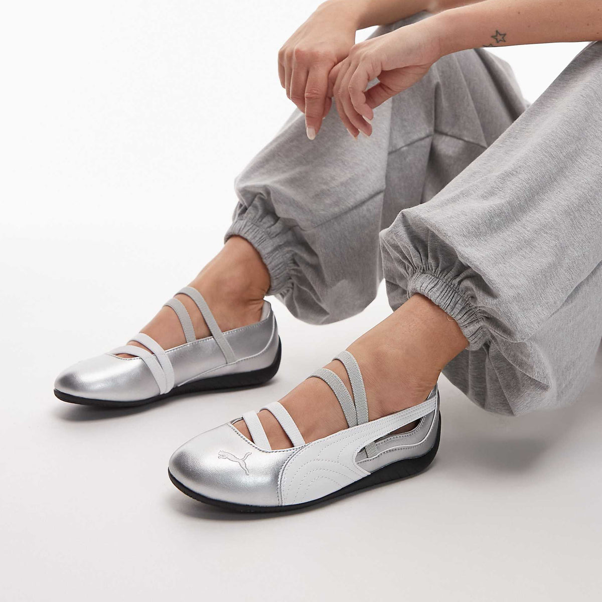PUMA Speedcat ballet flats in silver size 38