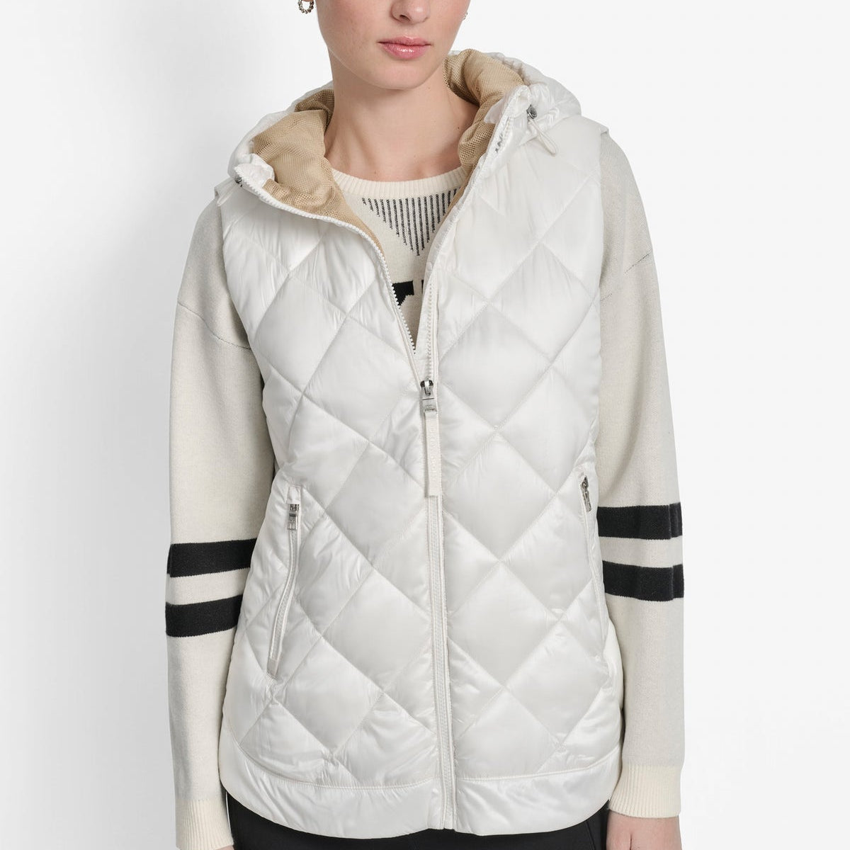 DKNY QUILTED HOODED VEST size L