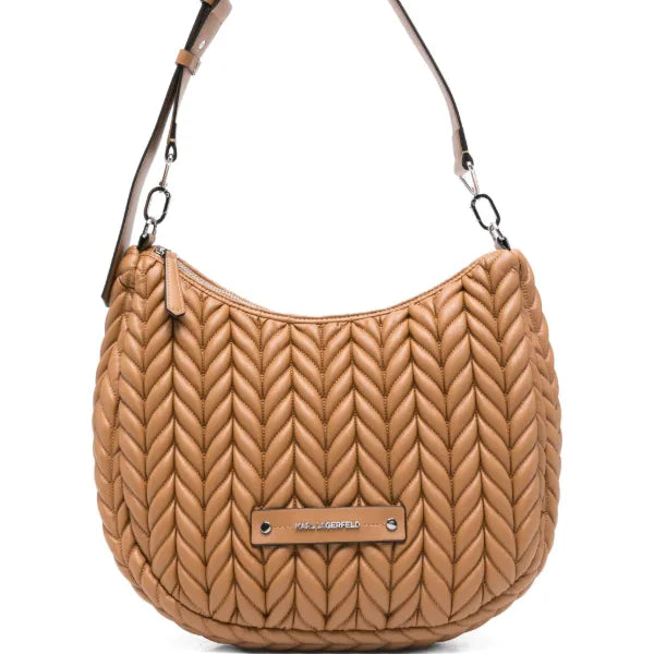 Karl Lagerfeld K/Weave Hobo Bag in caramel brown color