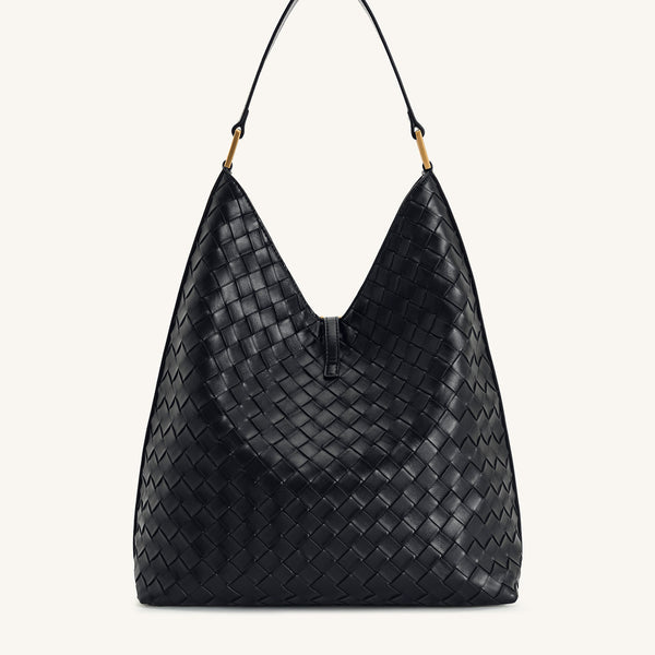 JW PEI Aria Woven Texture Shoulder Bag in Black