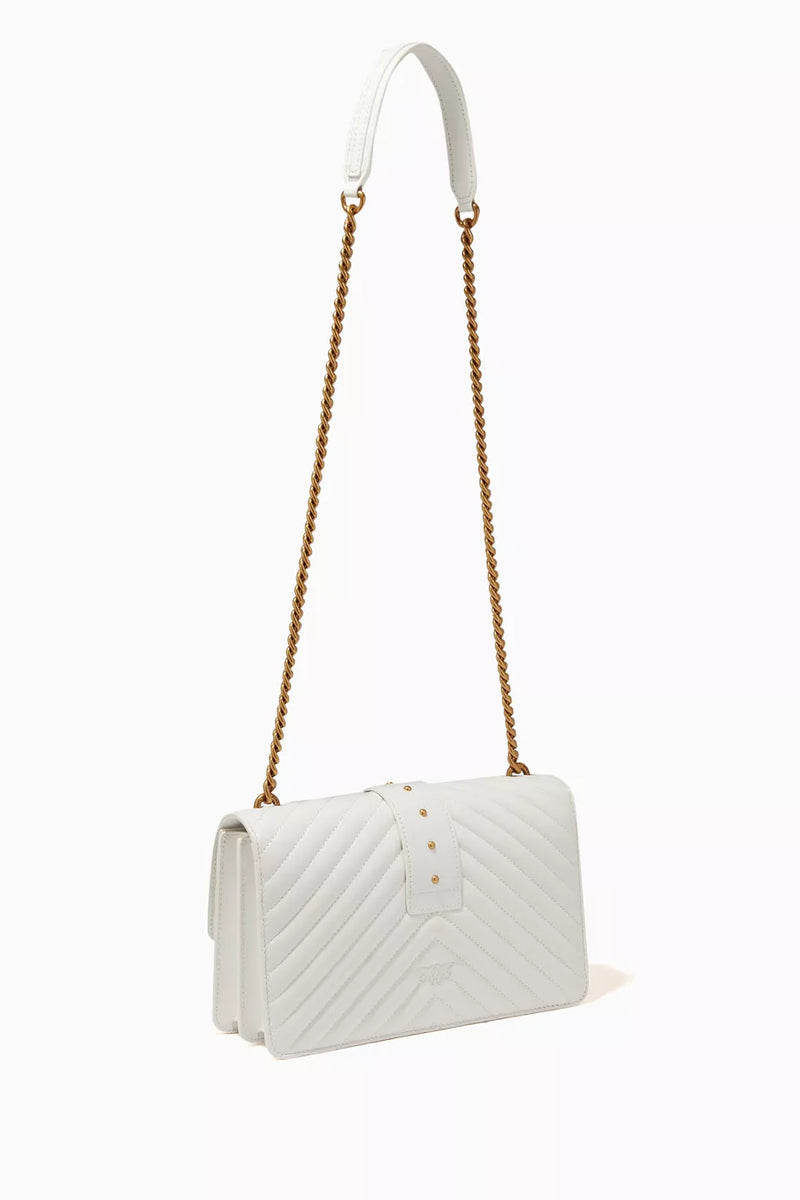 PINKO Love Icon Classic V-Shaped Quilted Leather Shoulder Bag