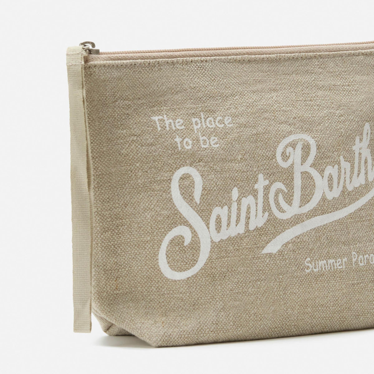 MC2 SAINT BARTH ALINE BEIGE SOLID COLOR LINEN POUCH