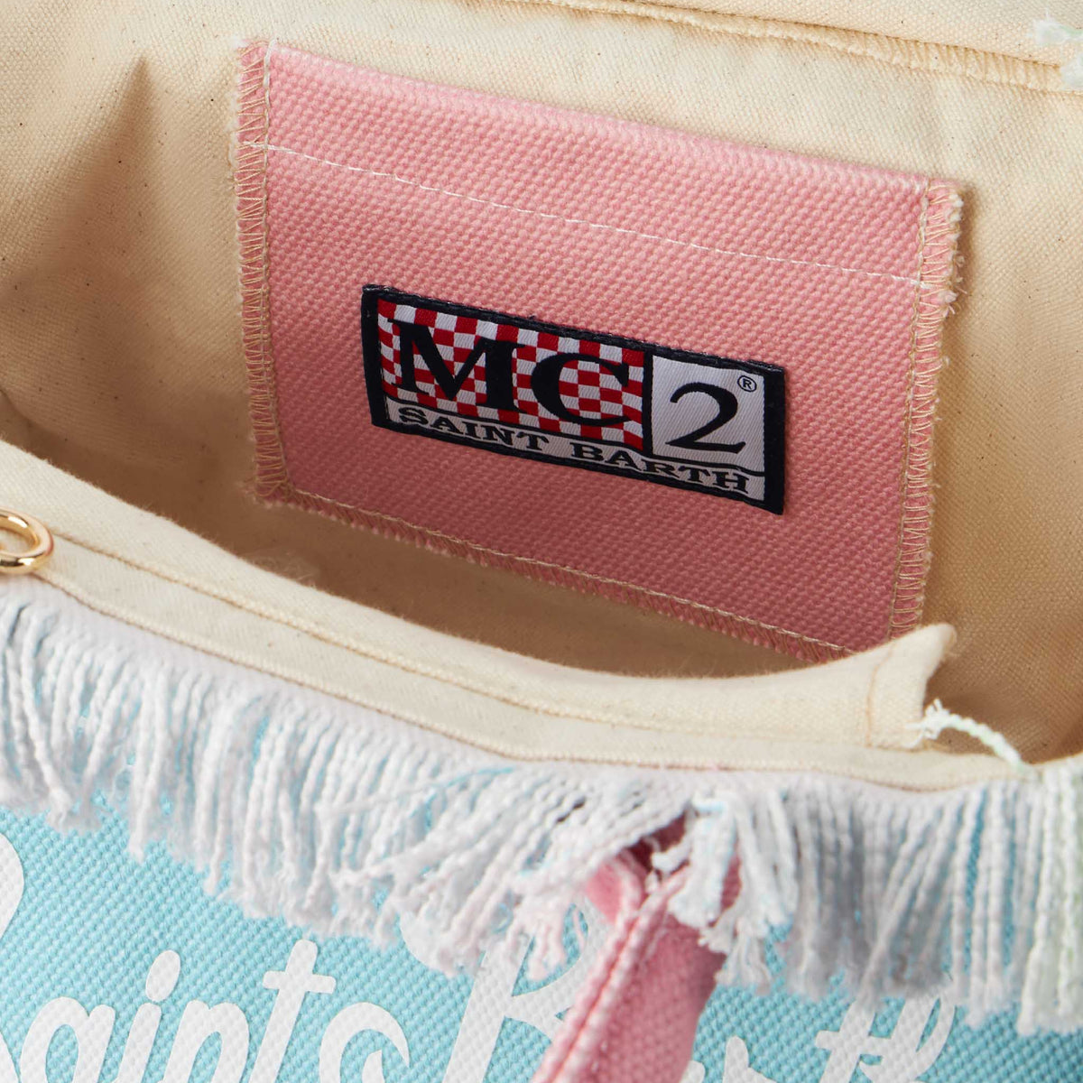 MC2 SAINT BARTH COLETTE COLOR BLOCK COTTON CANVAS HANDBAG