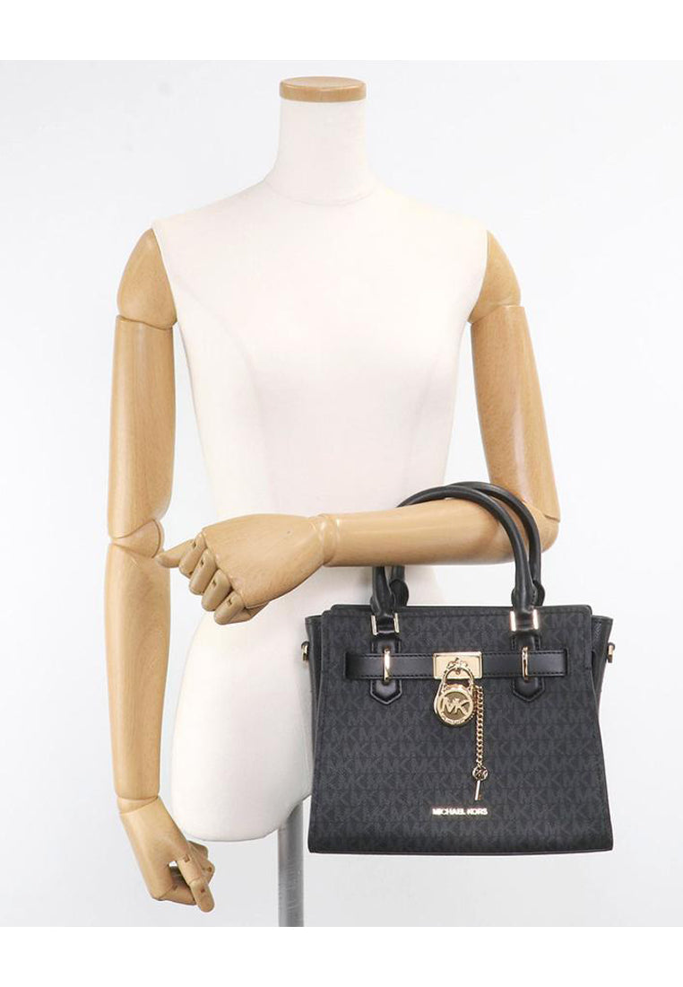 MICHAEL KORS OUTLET HAMILTON Satchel Medium - MK Signature in black