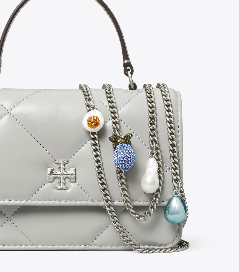 Tory Burch Mini Kira Diamond Quilt Charm Top-Handle Crossbody