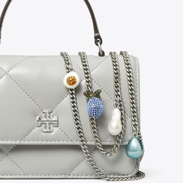 Tory Burch Mini Kira Diamond Quilt Charm Top-Handle Crossbody