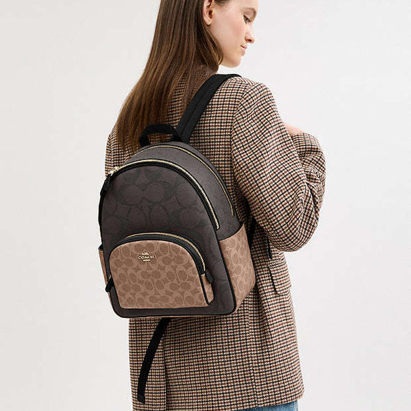 Coach Court Backpack In Blocked Signature Canvas