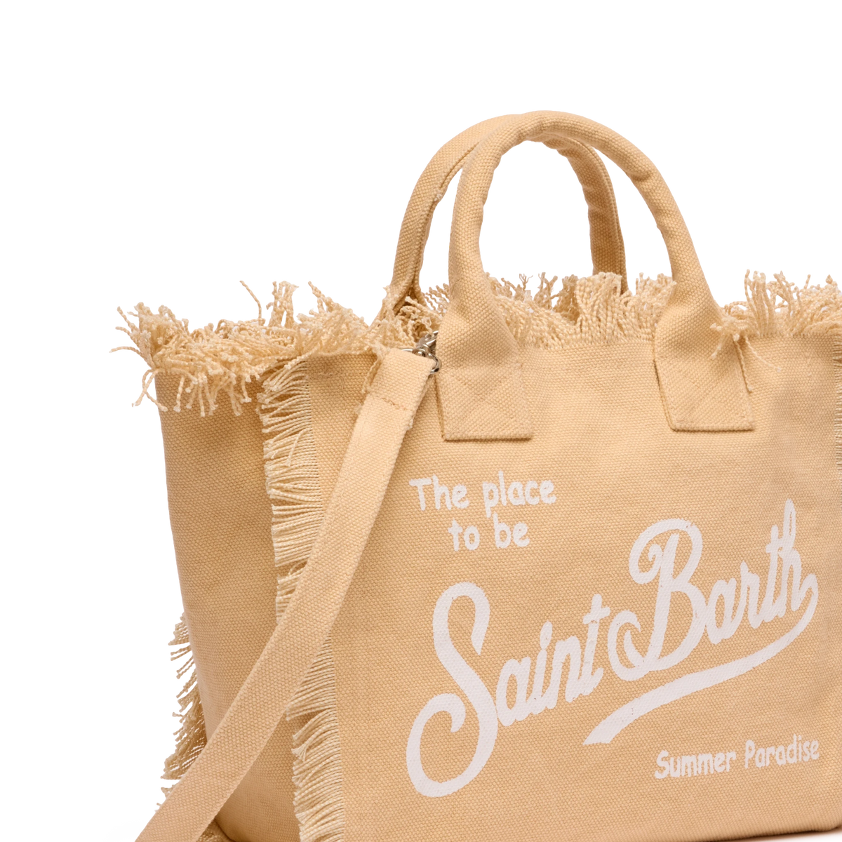 MC2 SAINT BARTH COLETTE BEIGE COTTON CANVAS HANDBAG