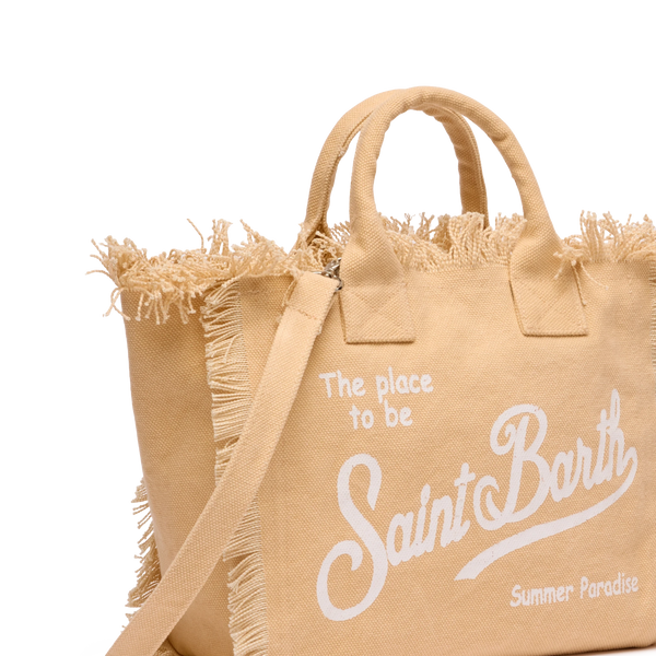 MC2 SAINT BARTH COLETTE BEIGE COTTON CANVAS HANDBAG