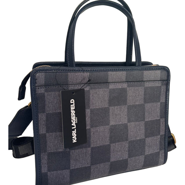 Karl Lagerfeld Paris Maybelle Satchel Crossbody Bag Blue/Ind Checkered