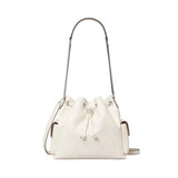 Tory Burch Charlie Quilted Drawstring Shoulder Bag In White