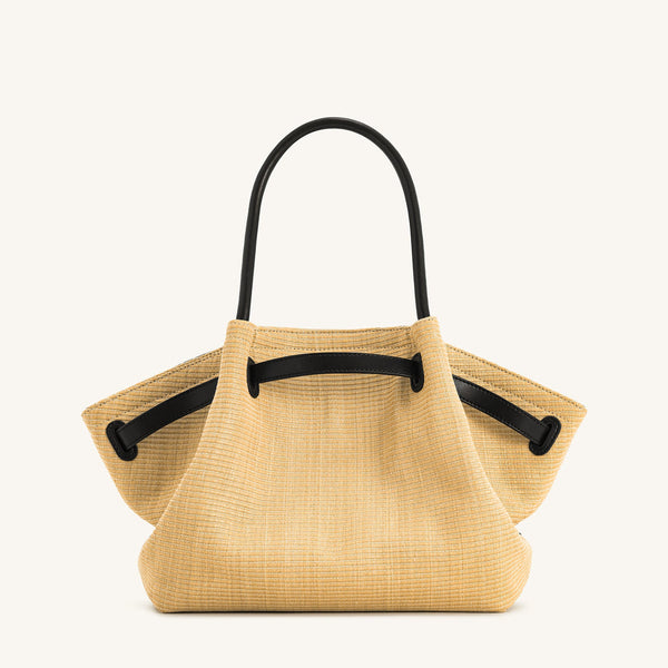 Hana Medium Faux Straw Tote Bag - Brown