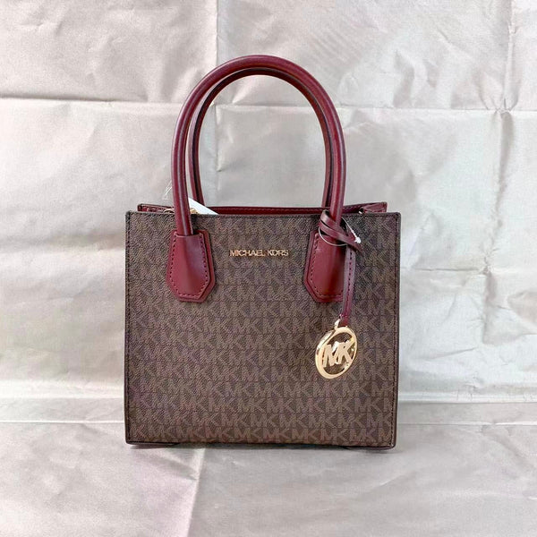 Michael Kors Mercer Medium Logo And Leather Accordion Crossbody Bag Merlot