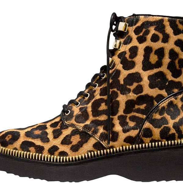 Michael Kors Haskell fighting boot in calf hair with leopard print and nails 7m