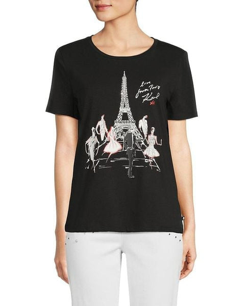 Karl Lagerfeld
Women's Black Eiffel Tower Graphic T-Shirt Large