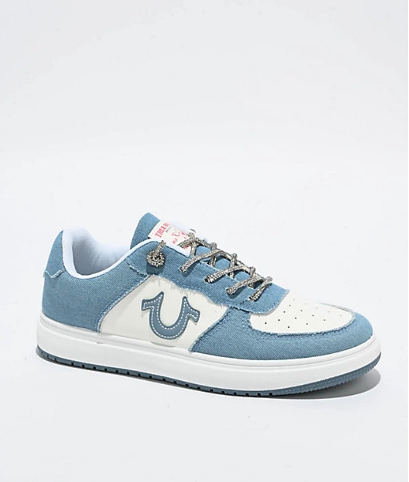 True Religion Allison White & Light Blue Shoes size 39