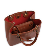 Emporio Armani Small MyEA shopper Bag with Deer Print in Camel