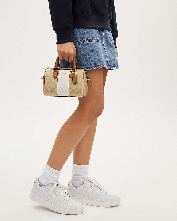 Coach Mini Rowan Crossbody In Signature Canvas With Stripe