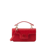 Valentino Bags Melia Satchel Bag with Tonal V Logo In Rubino Red