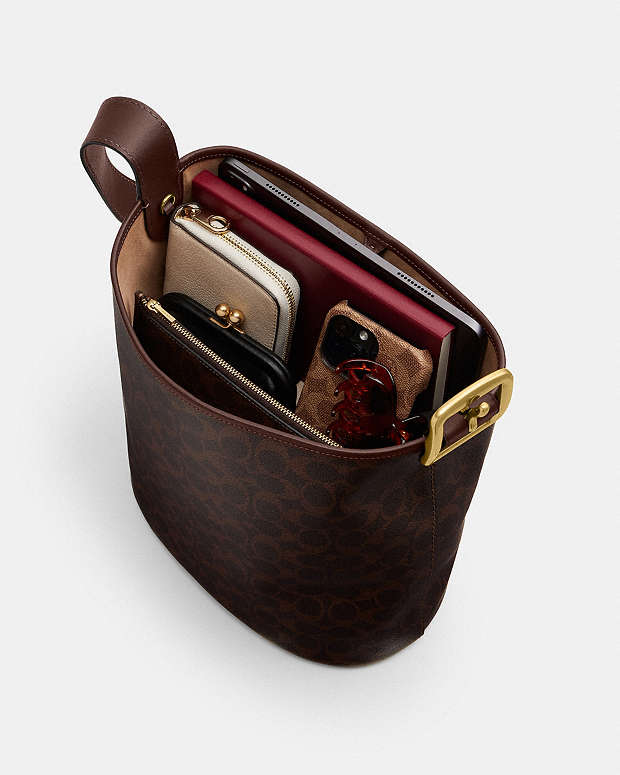 Coach Bleecker bucket bag made from signature canvas