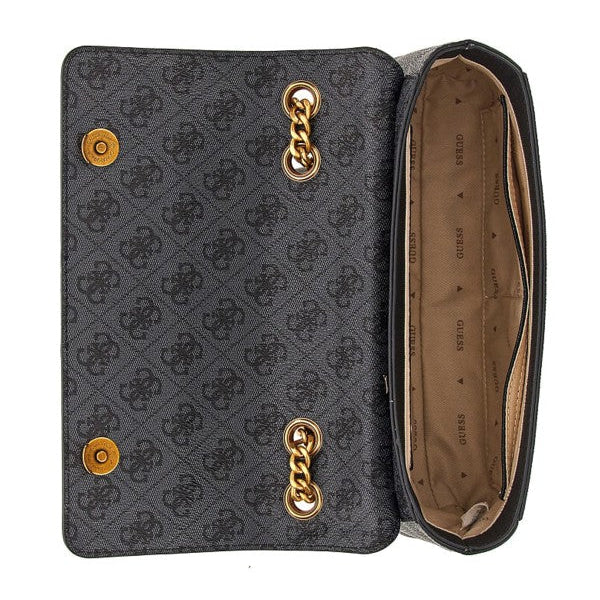 GUESS Nell Logo Convertible Crossbody Flap Coal Logo