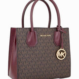 Michael Kors Mercer Medium Logo And Leather Accordion Crossbody Bag Merlot