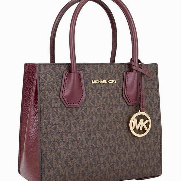Michael Kors Mercer Medium Logo And Leather Accordion Crossbody Bag Merlot