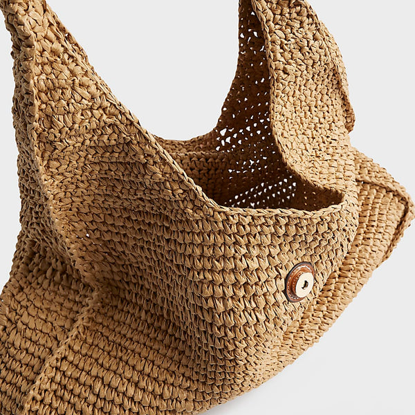 River island Beige Raffia Flap Front Shoulder Bag