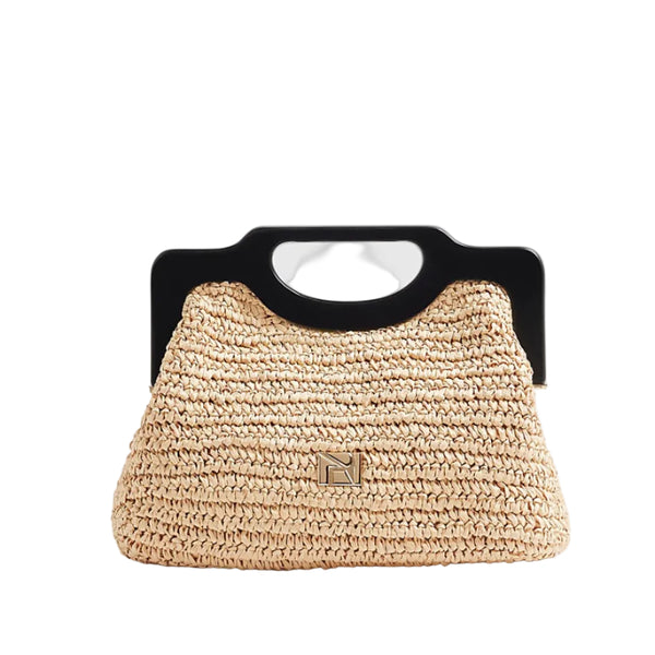 River Island Beige Chunky Raffia Clutch Bag