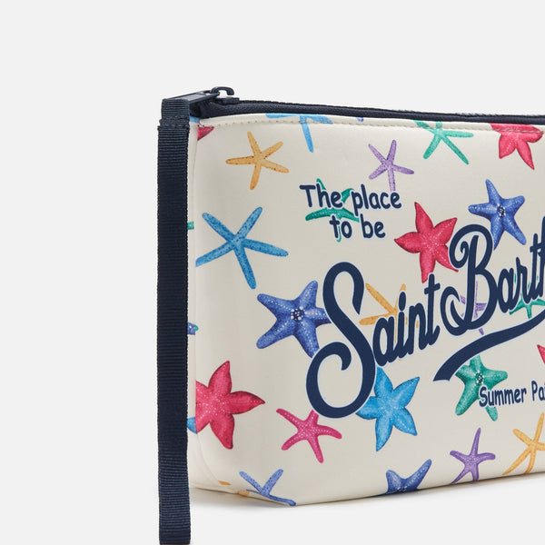 MC2 SAINT BARTH ALINE SCUBA BEIGE POUCH WITH STARFISH PRINT