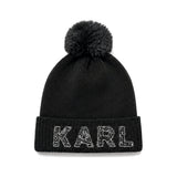 Karl Lagerfeld Paris Ribbed Knit Beanie In Black
