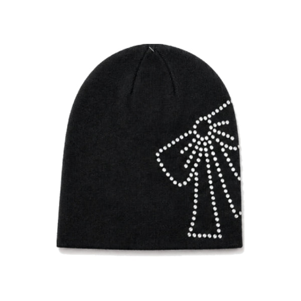 Kate Spade New York Trompe L'oeil Bow Beanie In Black