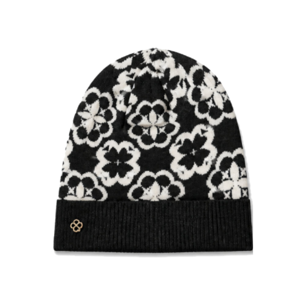 Kate Spade New York Arabesque Knit Beanie In Black And White