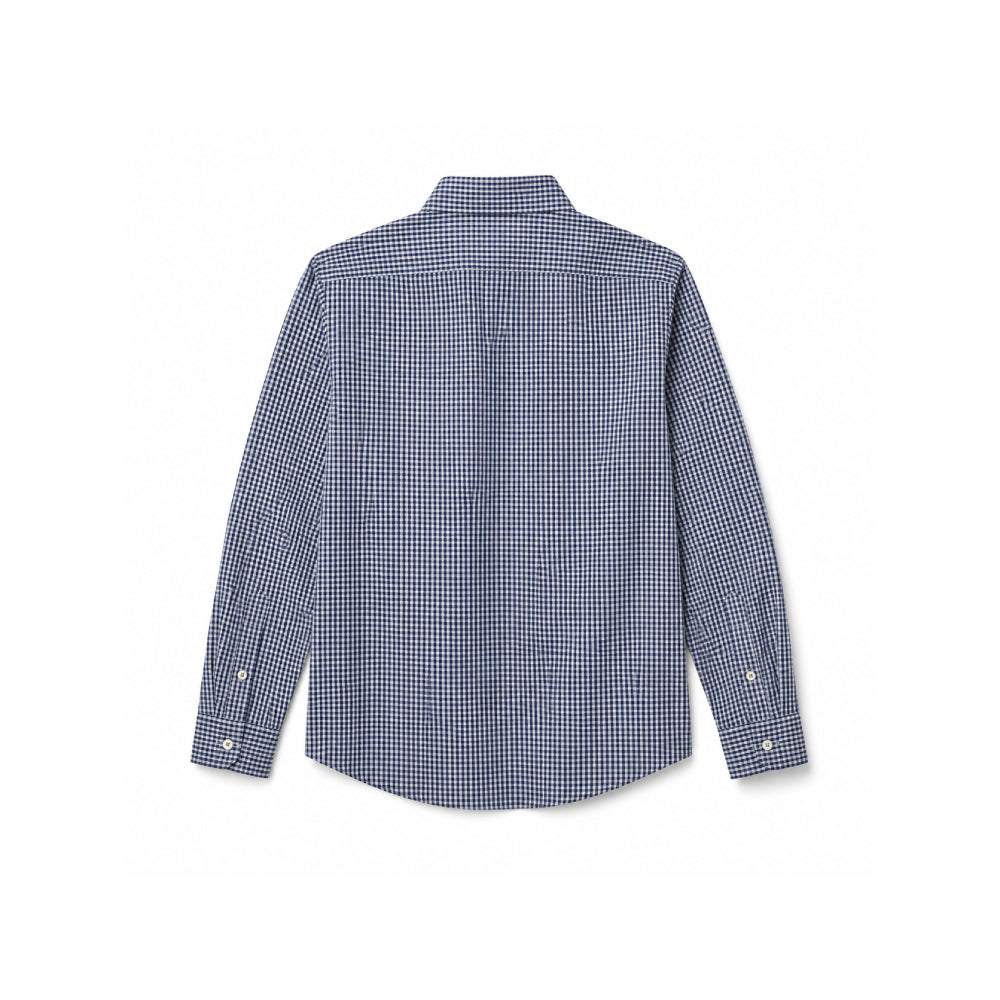 Beverly Hills Polo Club Navy Blue Gingham Long-Sleeve Shirt
