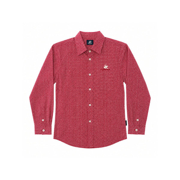 Beverly Hills Polo Club Red Star-Print Long-Sleeve Shirt