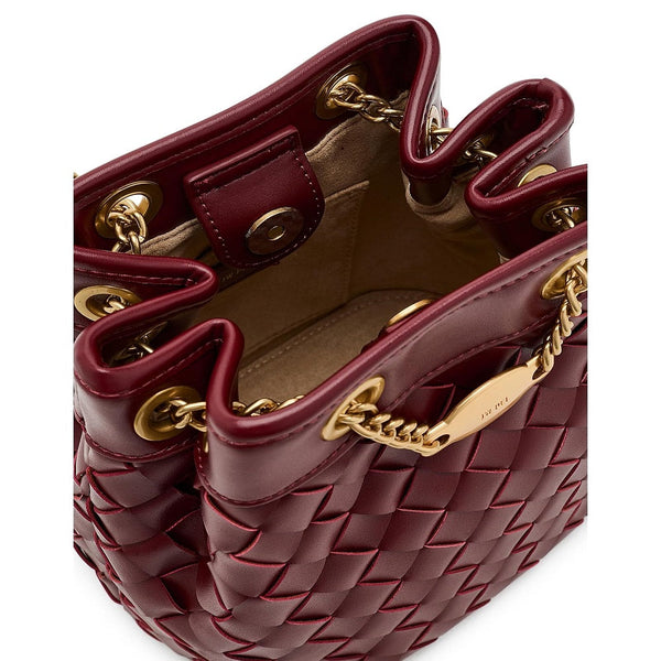 JW PEI Yara Handwoven Bucket Bag in Burgundy