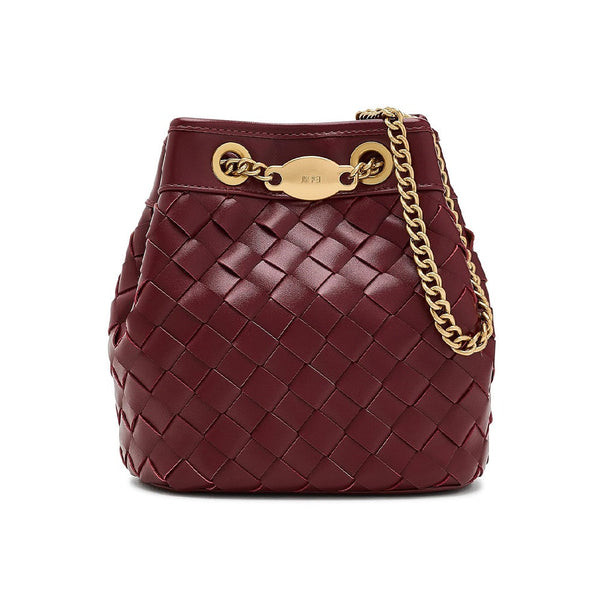 JW PEI Yara Handwoven Bucket Bag in Burgundy