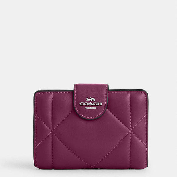 Coach Medium Corner Zip Wallet With Puffy Diamond Quilting