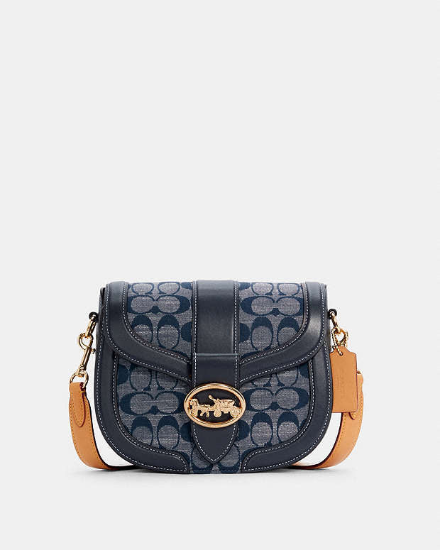 Coach Georgie Saddle Bag In Signature Chambray
