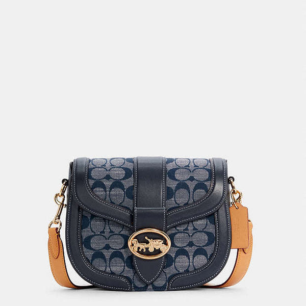 Coach Georgie Saddle Bag In Signature Chambray
