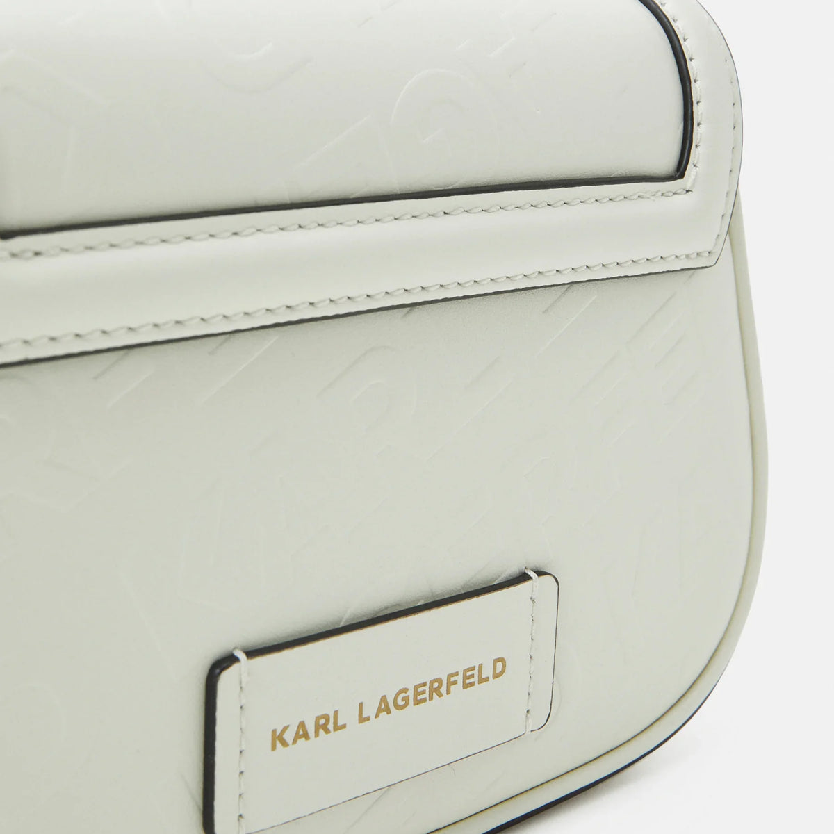 KARL LAGERFELD Paris Letters Embossed Crossbody in White