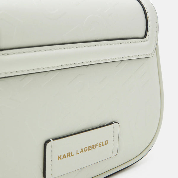 KARL LAGERFELD Paris Letters Embossed Crossbody in White