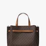 Michael Kors Emilia Medium Signature Logo Satchel in Dark Brown