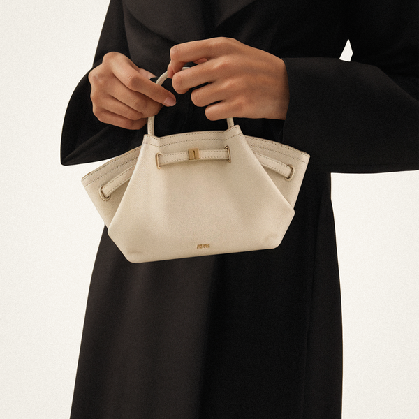 Hana Mini Faux Suede Tote Bag - Off White
