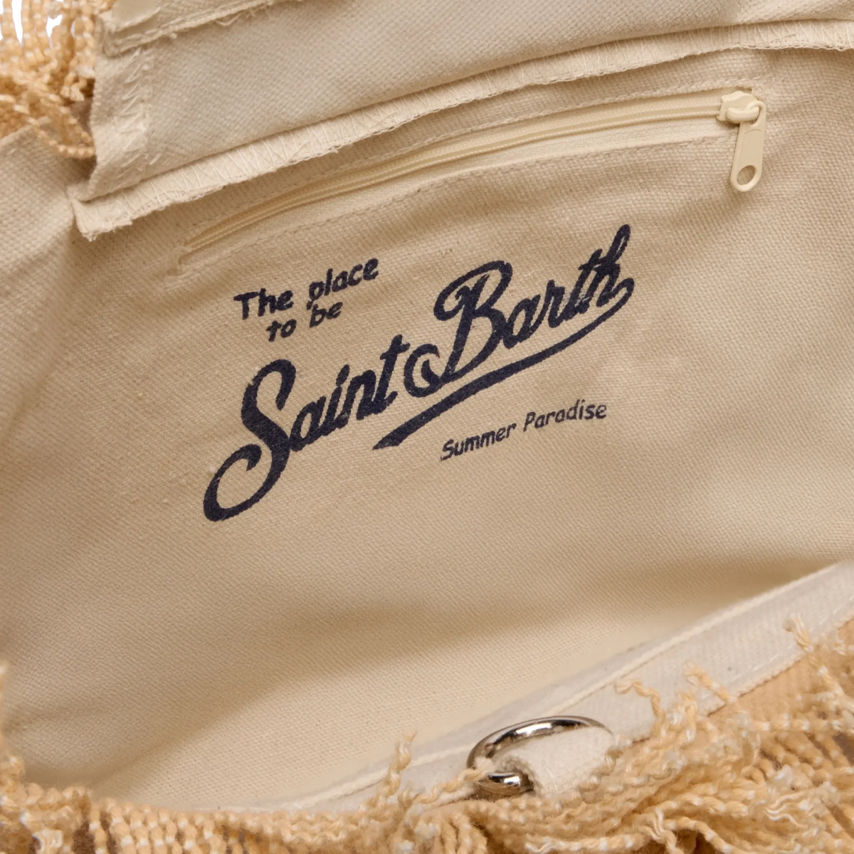 MC2 SAINT BARTH COLETTE BEIGE COTTON CANVAS HANDBAG