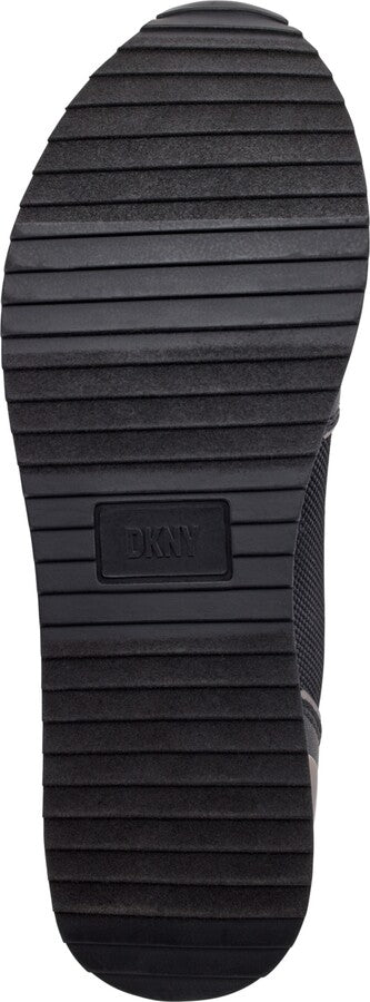 DKNY Women's Davie Lace-Up Wedge Sneakers - Black/ Pebble Combo size 8.5