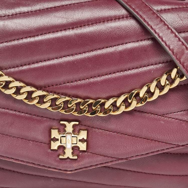 Tory Burch Burgundy Chevron Leather Kira Top Handle Bag
